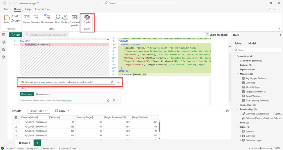 Copilot for DAX Query View