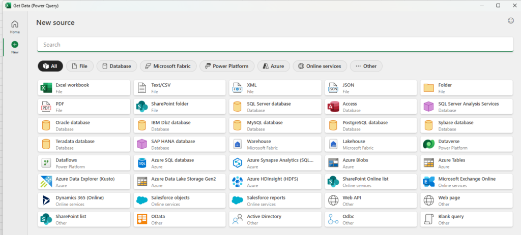 Modernised Get Data interface